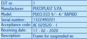 Certificazioni Pucci – tabella tecnica