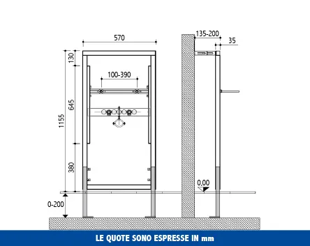 Pucci supports for sanitaryware – technical drawing with dimensions