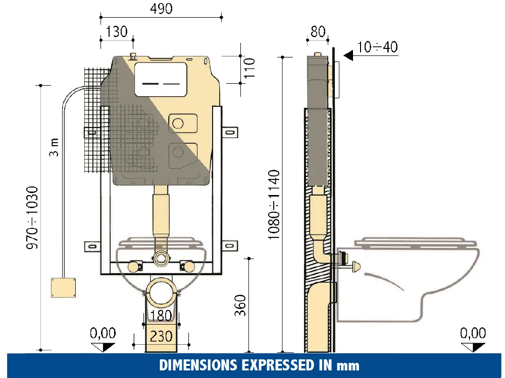 Pucci Eco 6/3 l Sfioro Montaggio Rapido – technical drawing with dimensions