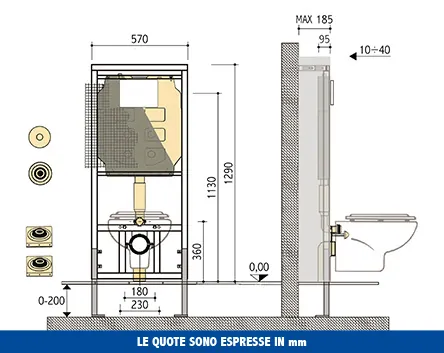 Pucci SARA 9 l PNEU Modulo – technical drawing with dimensions