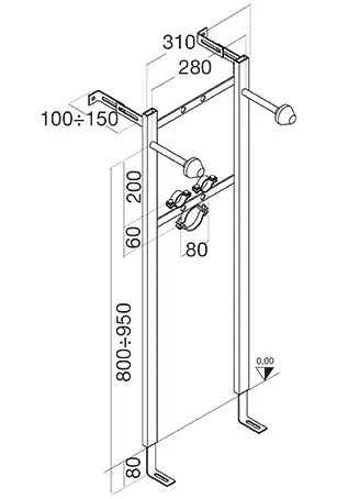 Pucci supports for wall-hung WC and bidet – telaio20001003