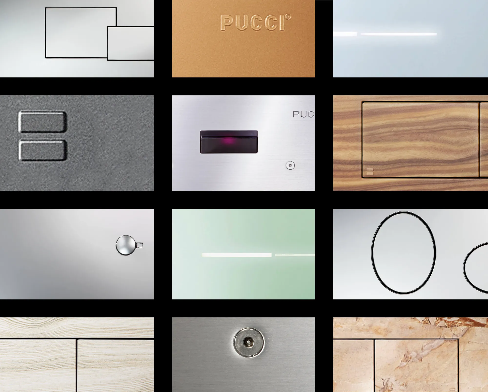 Placche di comando Pucci per cassette WC a incasso – panoramica della gamma